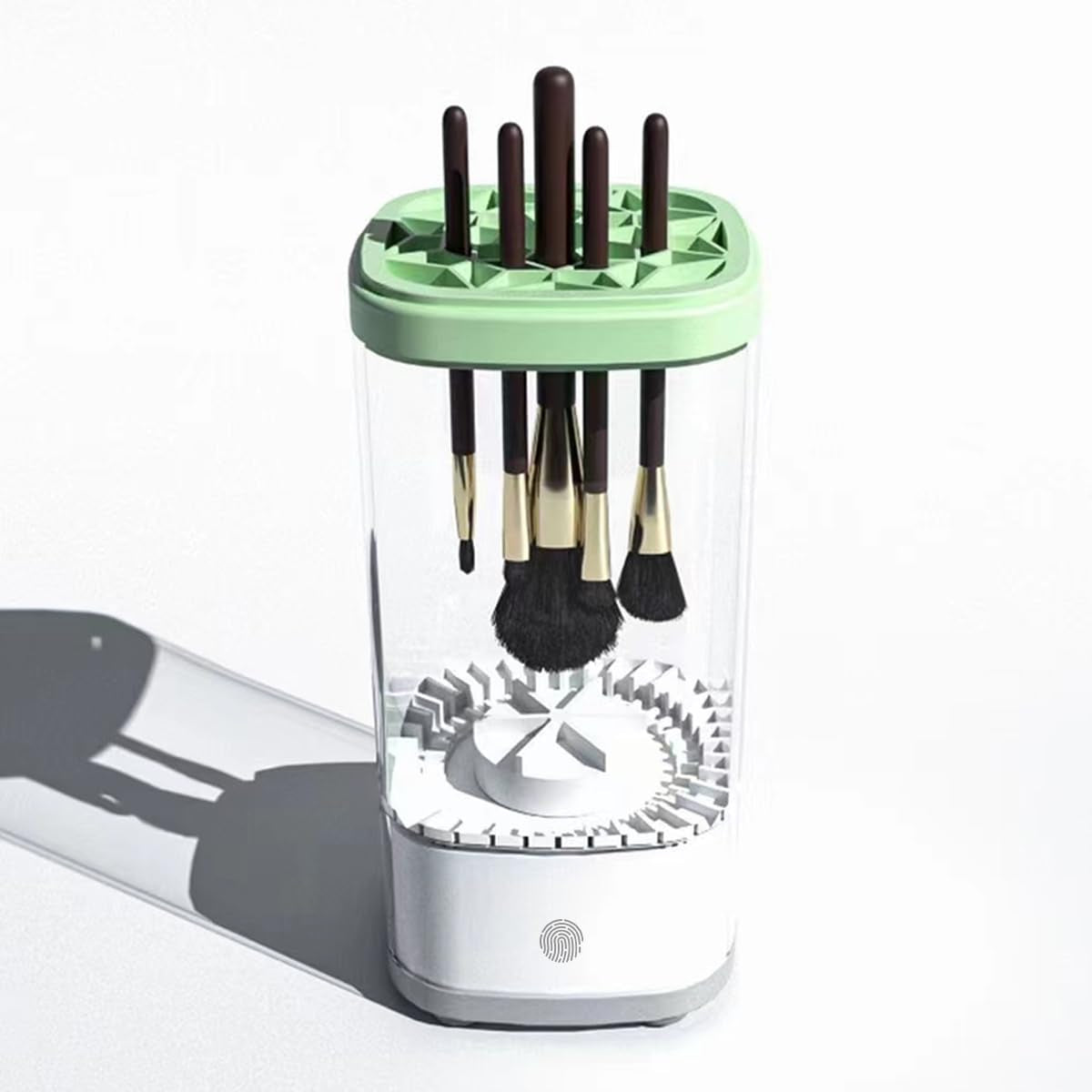 Electric Makeup Brush Cleaner,Electric Makeup Brush Cleaner Machine,Automatic Makeup Brush Cleaner for Makeup Brush and Drawing Tool,Automatic Spinning Makeup Brush Cleaner,White