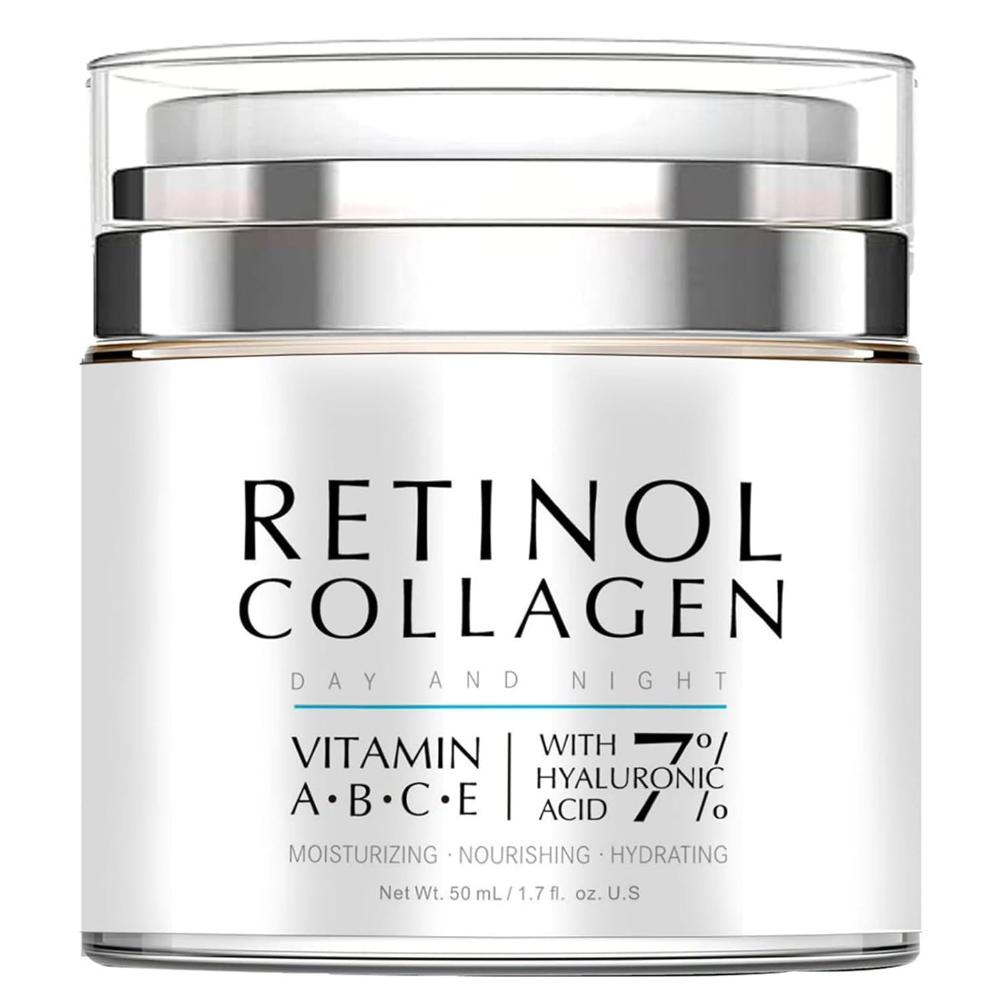 Collagen, Retinol & Hyaluronic Acid Face Cream - Anti-Aging Face Moisturizer Cream for Neck & Body Tightening Skin, Daily Moisturizer Face Cream for Women and Men - 1.7 Fl.Oz.