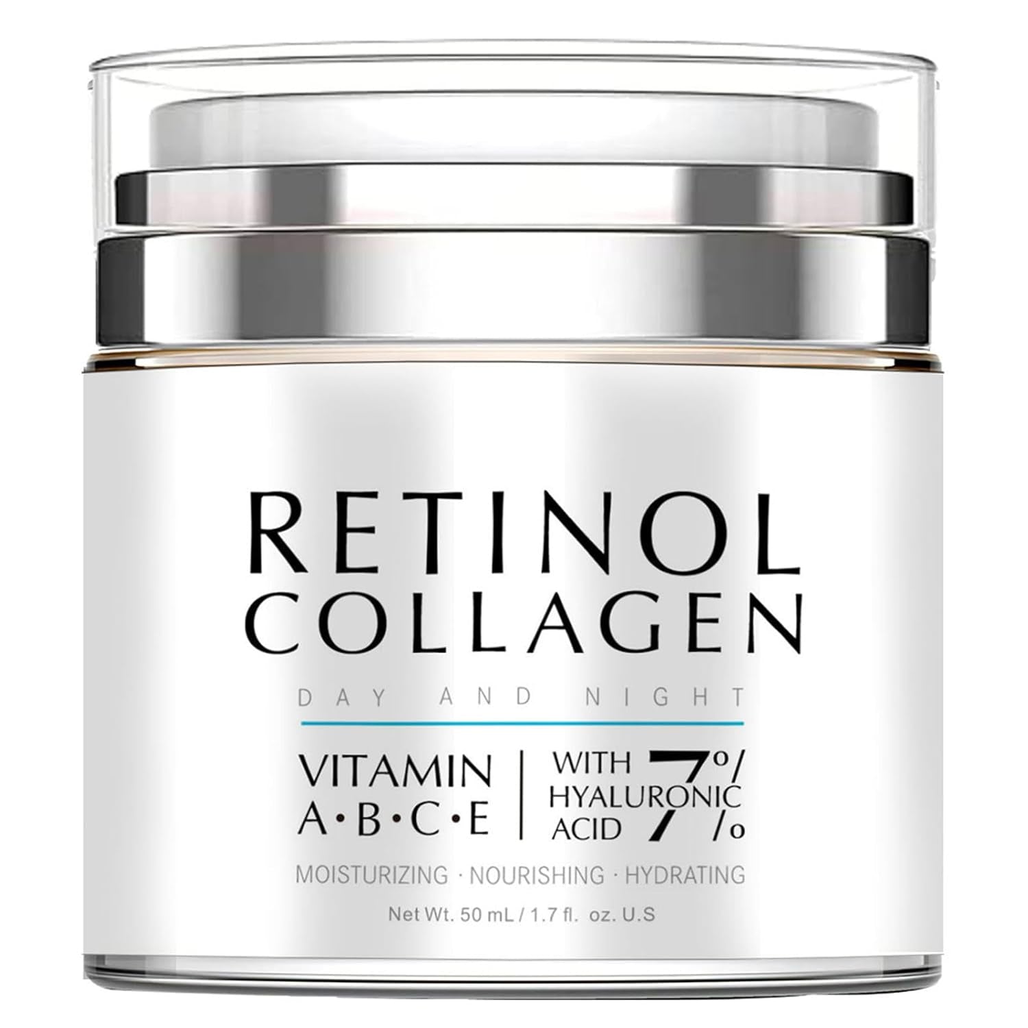 Collagen, Retinol & Hyaluronic Acid Face Cream - Anti-Aging Face Moisturizer Cream for Neck & Body Tightening Skin, Daily Moisturizer Face Cream for Women and Men - 1.7 Fl.Oz.
