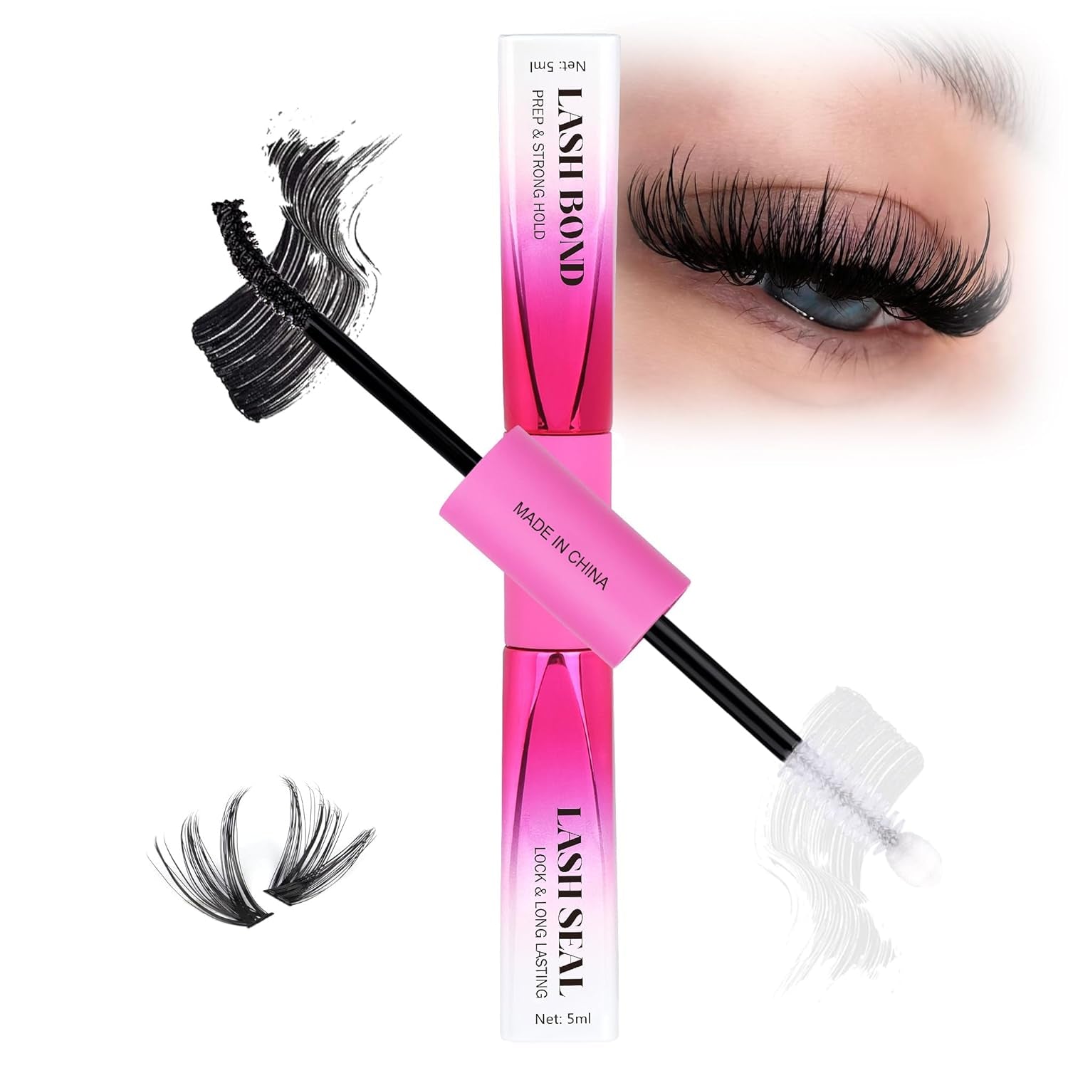 Lash Glue for Lash Clusters Bond and Seal Eyelash Glue Strong Hold Cluster Lashes Glue Waterproof Lash Bond and Seal for Eyelash Extension by